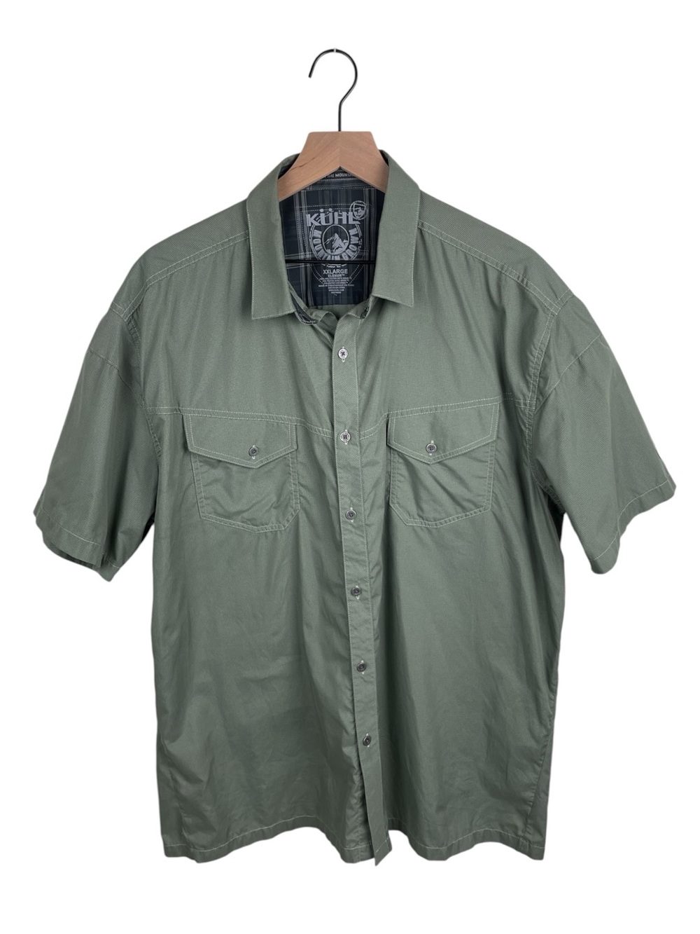 Kuhl Men's Stealth Shirt Size XXL Short Sleeve Sage Green Eluxur Ionik Outdoors